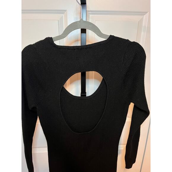 WAYF Walker Cutout Slit Dress - Medium - Black Knit Sweater Dress NWOT - Picture 6 of 6